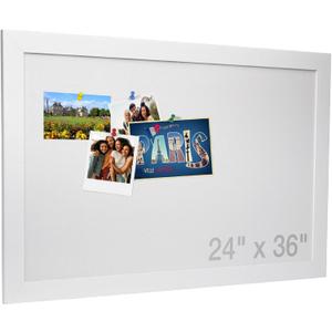 Excello Global Products 24" x 36" White Wood Frame White Corkboard