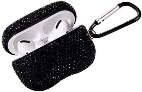 Sparkly Diamond AirPods Pro 1&2 Generation Case with Keychain, Shockproof Protective Premium Bling Rhinestone Cover Skin for AirPods Charging Case (PRO Black C3)