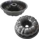 7 Inch Cake Pan, Carbon Steel Fluted Tube Pan, Nonstick Gugelhupf Cake Mold, Medium Size Round Baking Tin for Homemade Pound Cakes, Jello, Gelatin - 2 Packs