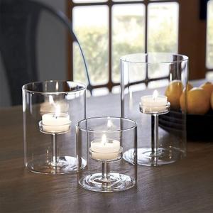 Set of 3 Cylinder Glass Decorative Hurricane Candle Holder Clear Votive Candle Holders Table Centerpieces for Dining Room Wedding Parties Home Decorations (Size.01)