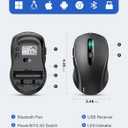 TECKNET Wireless Mouse for Laptop, 2.4G Ergonomic Optical Mouse Silent Bluetooth Mouse(BT5.0) 4000DPI Adjust, Computer Portable PC Quiet Mice with USB-A Receiver & 6 Buttons for Mac, 18 Months Battery