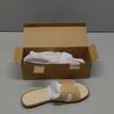 Womens Flat Sandals Dressy Summer Slides Comfortable Casual Open Toe Vacation Sandals Slip On Slides Leather Sandals for Women (8, Raffia)