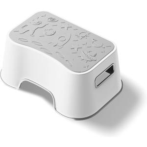 UNCLE WU Toilet Stool for Adults and Kids - 6.3 Inch Squatting Stool for Better Posture - Anti-Slip Step Stool for Bathroom, Potty Training, Kitchen & Sink - Space Theme(Gray White)