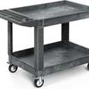 YITAHOME Utility Cart on Wheels, 550 lbs 2 Shelf Heavy Duty Rolling Carts, 45 x 25 in Plastic Service Cart Work Carts with Wheels for Warehouse Garage School & Office, Cleaning, Gray