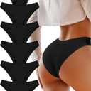 UNDER THE SEA Cotton Underwear for Women 6 Pack Sexy Bikini High Cut Breathbale Cheeky Panties Underwear Womens Lingerie (Black, S)