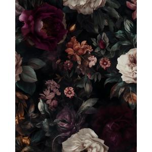 Dark Floral Peel and Stick Wallpaper Boho Leaf Contact Paper Dark Rose Removable Self Adhesive Waterproof Wall Paper for Cabinet Drawers Wall Decor Renter Friendly 17.5''x118.1'' (Black&Pink)