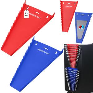 2-Pack Magnetic Wrench Organizer, 32-Slot Premium Wrench Rack Holder Tool Trays for Toolboxes Drawer Storage, SAE (1/4" - 1-1/16") & Metric (6mm - 24mm)