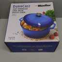 Mueller 6qt Enameled Cast Iron Dutch Oven, Heavy-Duty Casserole and Braiser Pan with Lid and Knob, Safe for All Cooktops, Aqua Blue