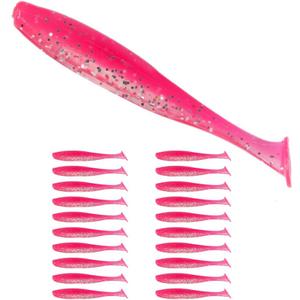 3 x Fishing Soft Plastic Lures 20pcs 3" Paddle Tail Lures for Freshwater and Saltwater Bass Lures (red)