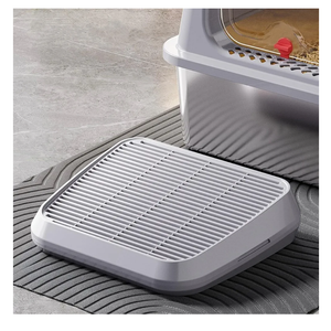 SpaceTime Elevated Cat Litter Mat for Litter Box,Trapping Litter Ramp/Steps for Floor Indoor,Washable Easy Cleaning Cat Pad with Filter Function,Suitable for Kitty & Senior Cats (Light Grey)