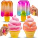 Ice Cream Squishy 4 Pcs - Dumpling Ice Cream 2026 Upgraded Dumplings Squishes for Adults Teens Squeeze Easter Basket Stuffers