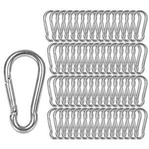60 Pack M8 x 3-1/8inch Spring Snap Hooks Heavy Duty Carabiner Clips Galvanized Steel Quick Link Clip for Camping Hiking Traveling Outdoor Swing Gym, 500Lbs Capacity1 (Silver)