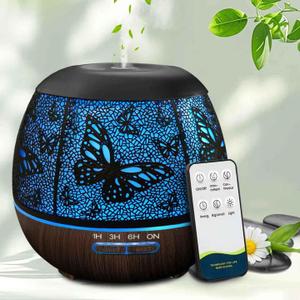 Essential Oil Diffuser for Bedroom 400ml,Diffusers for Home with R/C,Cool Mist Humidifier Large Room,Ultrasonic Scent Diffuser Waterless Auto Off,7 Colors Light & 3 Mist Modes for Desk Butterfly