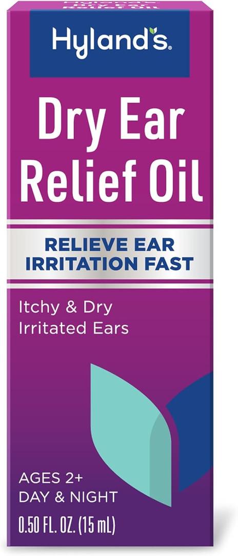 Hyland's Dry Ear Relief Oil, Relieve Ear Irritation Fast, for Itchy and Dry Irritated Ears, Ages 2 and up, Day and Night Drops, 0.5 Ounce