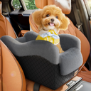 Mavora Max Portable Small Dog Seat for Car, Luxury Center Console Dog Car Seat Booster with Safety Tethers, AntiCollapse Pet Travel Carseat for SUV, Truck (Black/Grey)