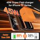 iPhone 17 16 Pro Max Charger Fast Charging,2Pack 45W USB C Super Fast Charger&10FT Type C Charging Cable Cord for iPhone 17e/17 Pro Max/17 Pro/17 Air/17/16 Pro/15,iPad Pro/Mini/Air,Galaxy S26(Orange)