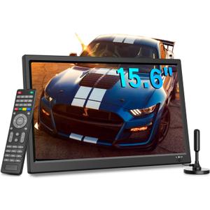 Feihe 15.6 inch Small Kitchen TV with ATSC Tuner/HDMI/USB/AV, Built-in TV Steel Stand and Remote Control for Bedroom,RV,Camping,Outdoor or Office