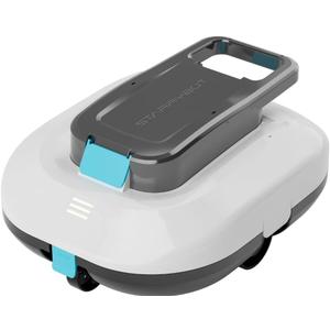 STARRYBOT Cordless Robotic Pool Cleaner with Dual high-Efficiency Motors Delivers Strong Suction, Smart Self-Parking,Smart LED Indicator,Pool Vacuum for Above-Ground Flat Pool up to 900 Sq.ft(White)