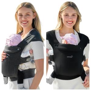GROWNSY Baby Carrier Newborn to Toddler, Cozy Baby Wraps Carrier, Ergonomic Baby Carrier with Head Support, Deep Grey& Black