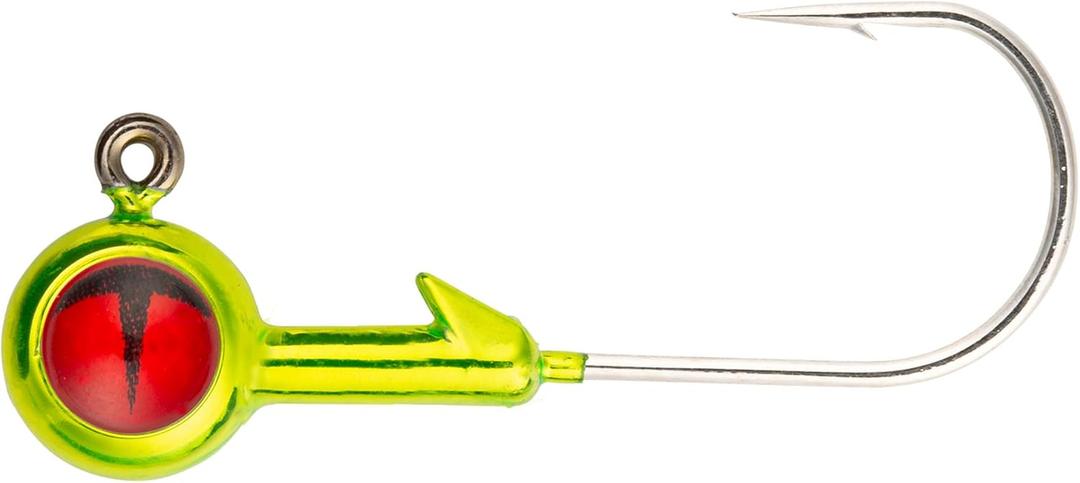 6 x Northland Fishing Tackle Tungsten Jig for Walleye, Bass, & Panfish, Assorted Sizes & Colors (3/8 Oz 3/0 Hook, 10.75", Metallic Chartreuse)
