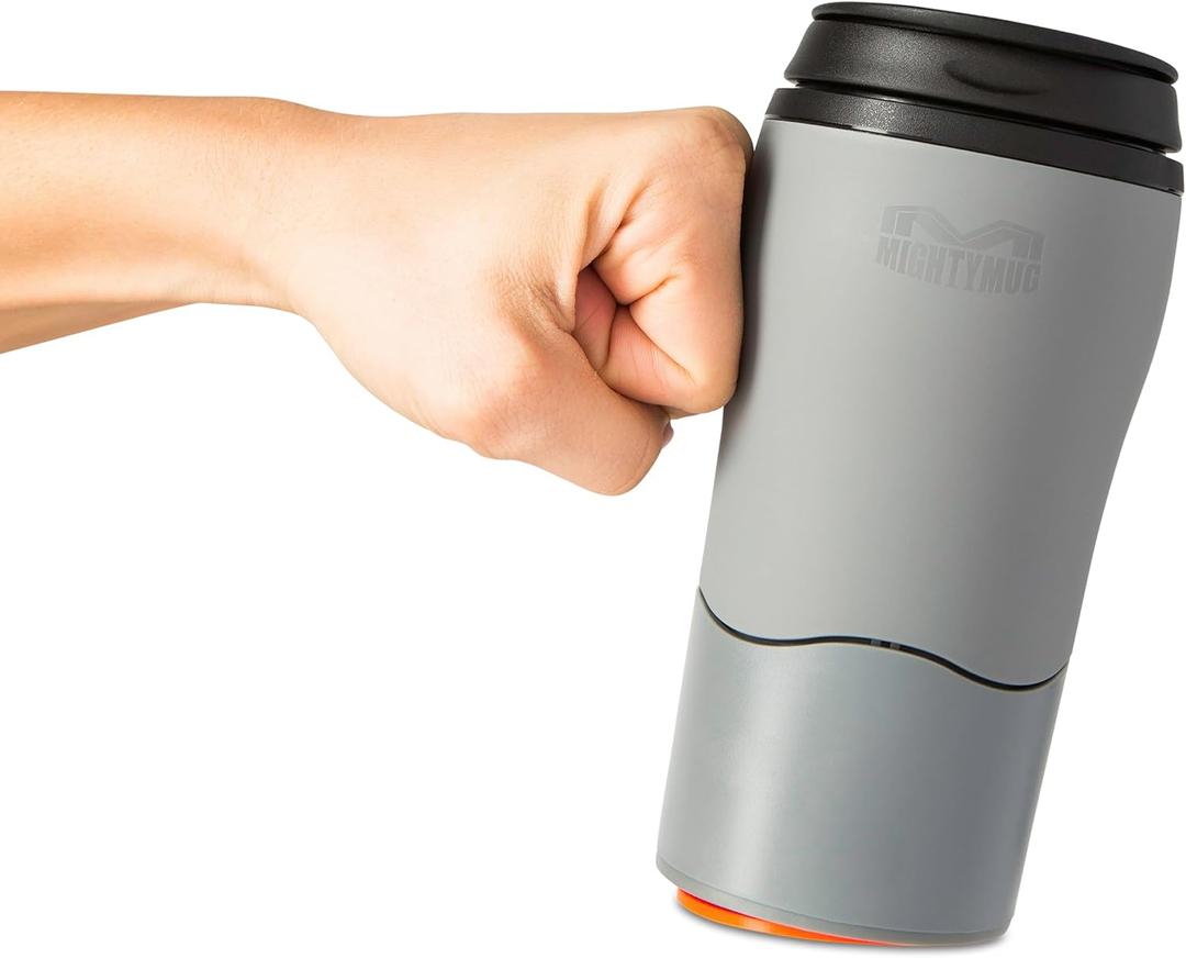 Mighty Mug Plastic Travel Mug, No Spill Double Wall Tumbler, Cold/Hot, Cup-Holder Friendly, Dishwasher Safe, (Gray, 12oz)