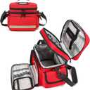 Double Layer Medical Bag Empty First Aid Bag Emergency Trauma Bag Empty, First Responder Organizer for Nurses,Home Health Care, EMT (Red)