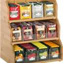 3 Layer Stackable Bamboo Tea Bag Organizer Storage Holder for Tea Bags Wood Tea Box Containers Tea Rack Teabag Station Stand for Cabinet Countertop Office(Patented Design)