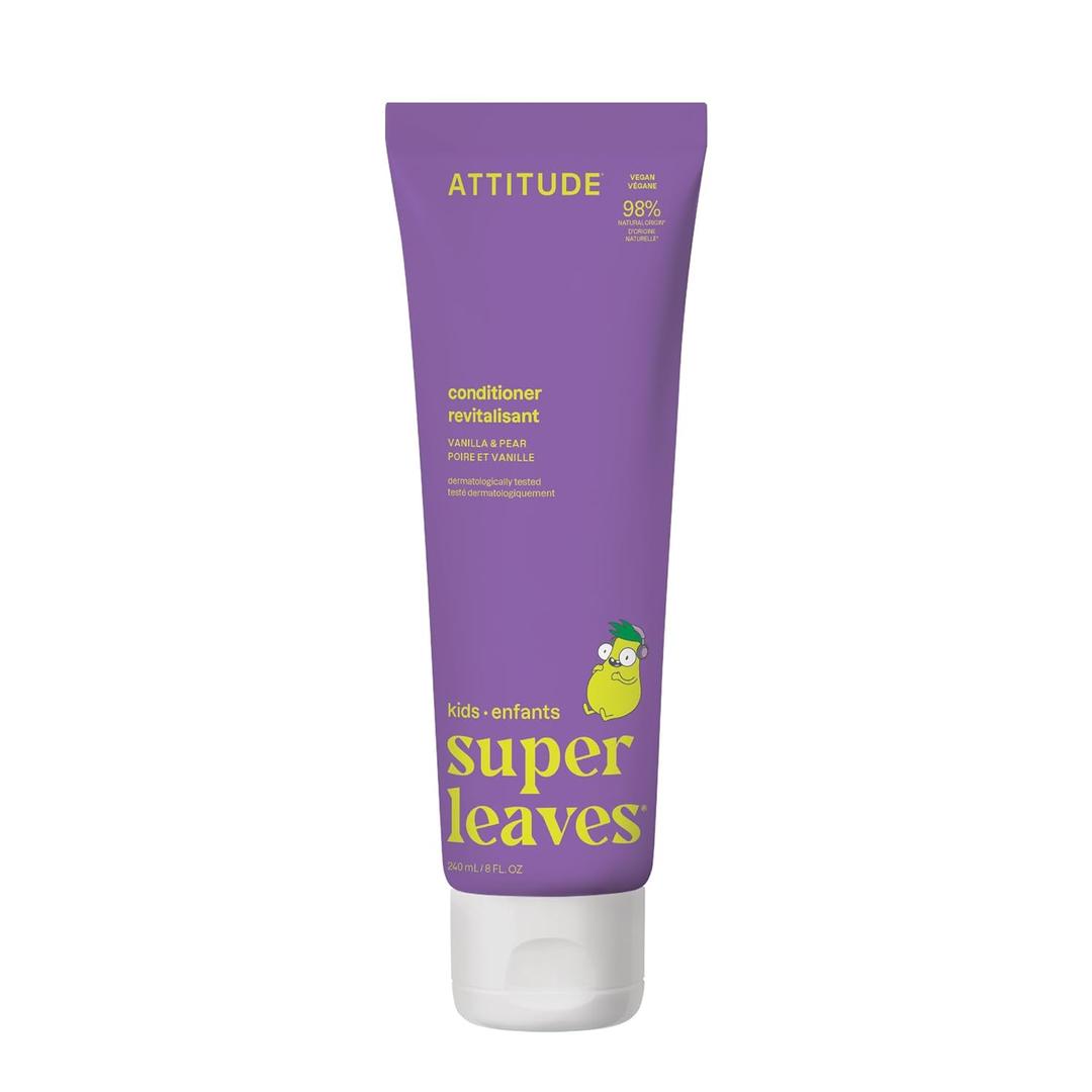 ATTITUDE Natural Conditioner for Kids, Hypoallergenic, Vegan, Plant- and Mineral-Based, Vegan and Cruelty-free, Vanilla and Pear, 8 Fl Oz (11115)