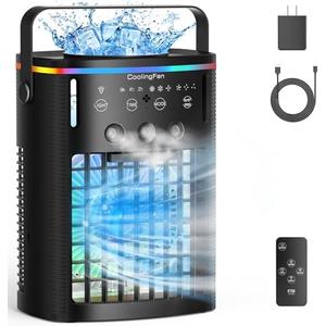 Amazon.com: Portable Air Conditioners, Mini Air Conditioner Portable with Remote, 3 Speeds & 3 Mist, 2-8H Timer & 7 Light Evaporative Air Cooler, Personal Cooling Air Conditioner Fan for Bedroom Office Desk : Home & Kitchen