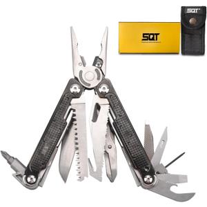SQT2048 20-in-1 Multitool, Foldable & Self-Locking, Professional Tool for DIY, Home Repairs, Outdoor Camping – Must-Have Gifts for Men, Compact, Durable, All-in-One Tool for Every Task, Black
