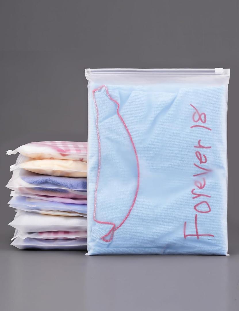 FireKylin 50PCS Shirt Bags, 8" x 10" Frosted Zipper Plastic Bags for Clothes, Resealable Shirt Shipping Packaging Bag, 3 Mil