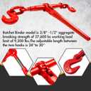 Ratchet Chain Binder 3/8"-1/2" 4pack Load Binders 9200 Lbs Working Load Breaking, Chain Binders Ratcheting Heavy Duty of Transportation, Agricultural Machinery and Other Fields