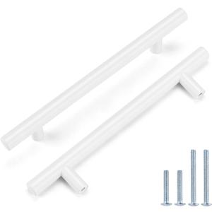 Probrico 5 Pack| White Cabinet Pulls 5 Inch T Bar Euro Style Handles Kitchen Cupboard Stainless Steel Modern Cabinet Hardware