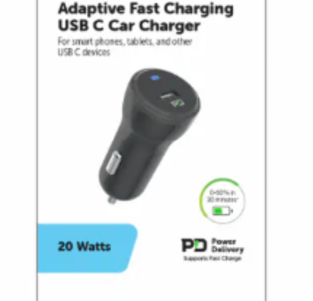 Cell Candy Adaptive Fast Charging USB C Car Charger 20W