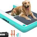 AWSUM Inflatable Dog Water Ramp 4ft x 3.3ft Boat Ramp Floating for Dogs Up 180LBS On Water Float Ladder Steps for Pool, Dock, Lakes, Green/Grey
