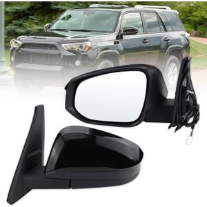 Left Driver Side Mirror Compatible With 2014-2025 Toyota 4Runner With Manual Folding Power Glass Heated Black Replace#87940-35B60(5Pins)