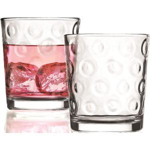 Circleware Circles Heavy Base Whiskey Drinking Glasses, Set of 4, Entertainment Dinnerware Glassware for Water, Juice, Beer Bar Liquor Dining Decor Beverage Cups Gifts, 3 Count (Pack of 1), Clear