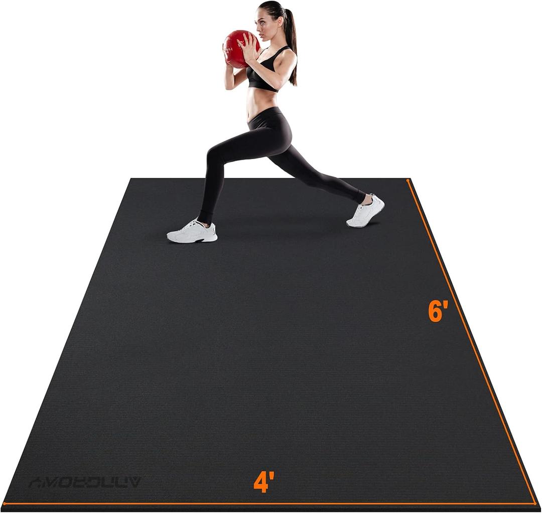 Large Exercise Mat 8'x5'|12'x6'|6'x4'|6'x2' Workout Mat for Home Gym Mats Exercise Heavy Duty Gym Flooring Fitness Mat Large Yoga Mat Cardio Mat for Weightlifting, Jump Rope, MMA, Shoe-Friendly