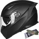 ILM Motorcycle Helmets Full Face with Anti-Fog Pinlock for Cascos para Motos Snowmobile Mens Women Heated Shield Compatible DOT Model 129 (Large, Matte Black)