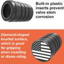 4 x Tire Valve Stem Caps, Black, 6 pcs/Pack, Anodized Aluminum Tire Valve Cap Set, Corrosion Resistant, Universal Stem Covers for Cars Trucks Motorcycles SUVs and Bikes (Black)