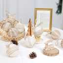 RoseCraft 12PCS Christmas Ball Ornaments, 3.14"/80MM Boho Shatterproof Linen Ornaments for Christmas Tree Hanging Decorations, for Home Rustic Party Farmhouse Xmas Decor.