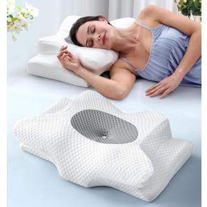 Emircey Clinical-Level Relief Cervical Neck Pillow for Sleeping, Orthopedic Contour Memory Foam Pillow for Side Sleepers, Cooling Reading Pillow Neck Relief, Ergonomic Back Stomach Sleepers, Ash Grey