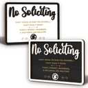 Funny No Soliciting Sign For House Door - Small No Soliciting Sign For Front Door Hanging, Do Not Knock Or Ring Doorbell Signs For Home, Wooden No Solicitors Signs For Office Business (4x7, Black and White Rectangle)