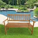 Patio Furniture Outdoor Patio Bench Wood Garden Bench Park Bench Acacia Wood for Pool Beach Backyard Balcony Porch Deck Garden Wooden Furniture, Natural Oiled, 48" W x 22" D x 33" H