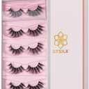DYSILK False Eyelashes Mink - Strip Lashes 5 Pairs 6D Faux Eyelash Wispy Lashes Cat Eye Fake Eyelashes Natural Look Fluffy Lash Reusable Lash Extension Kit | 004-16.7mm