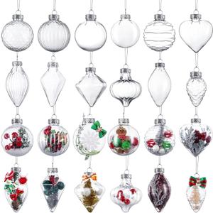 24 Pcs Christmas Fillable Ornaments Ball 3.15 Inch Clear Plastic Ornaments DIY Craft Transparent Ball for Christmas Wedding Xmas Holiday Party Tree Decor Home