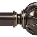 KAMANINA Curtain Rods for Windows 72 to 144 Inches (6-12ft) Long Heavy Duty Curtain Rod, 7/8 Inch Adjustable Decorative Drapery Rods with Netted Texture Finials, Bronze, Size: 32-144