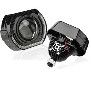 3.0 inch Bi Projector Lens with White Yellow Angel Eyes Black Shrouds,DRL Turn Signal Light Car Headlight Retrofit kit for H1 H4 H7 Car Motorcycle