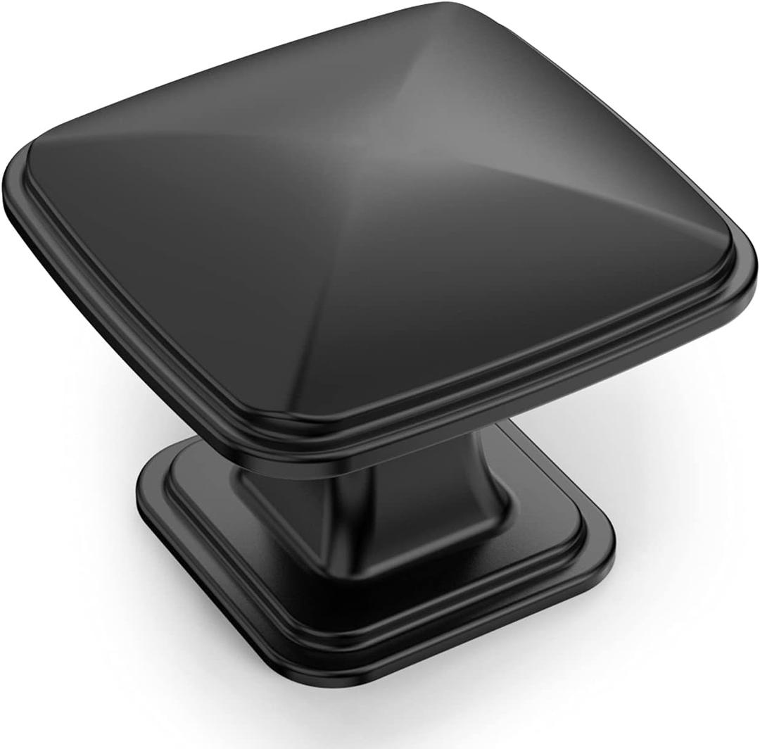 Amerdeco 10 Pack K0003MB Matte Black Cupboard Drawer Knobs Kitchen Cabinet Knobs Single Hole Cabinet Handles Dresser Knobs