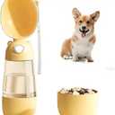 2 in 1 Dog Water Bottle with Food Container, Portable Dogs Water Dispenser, Outdoor Drink Bottles for Puppy, Cat, Pet, Essential Items for Travel, Walking, Hiking, Pet Accessories (Yellow)
